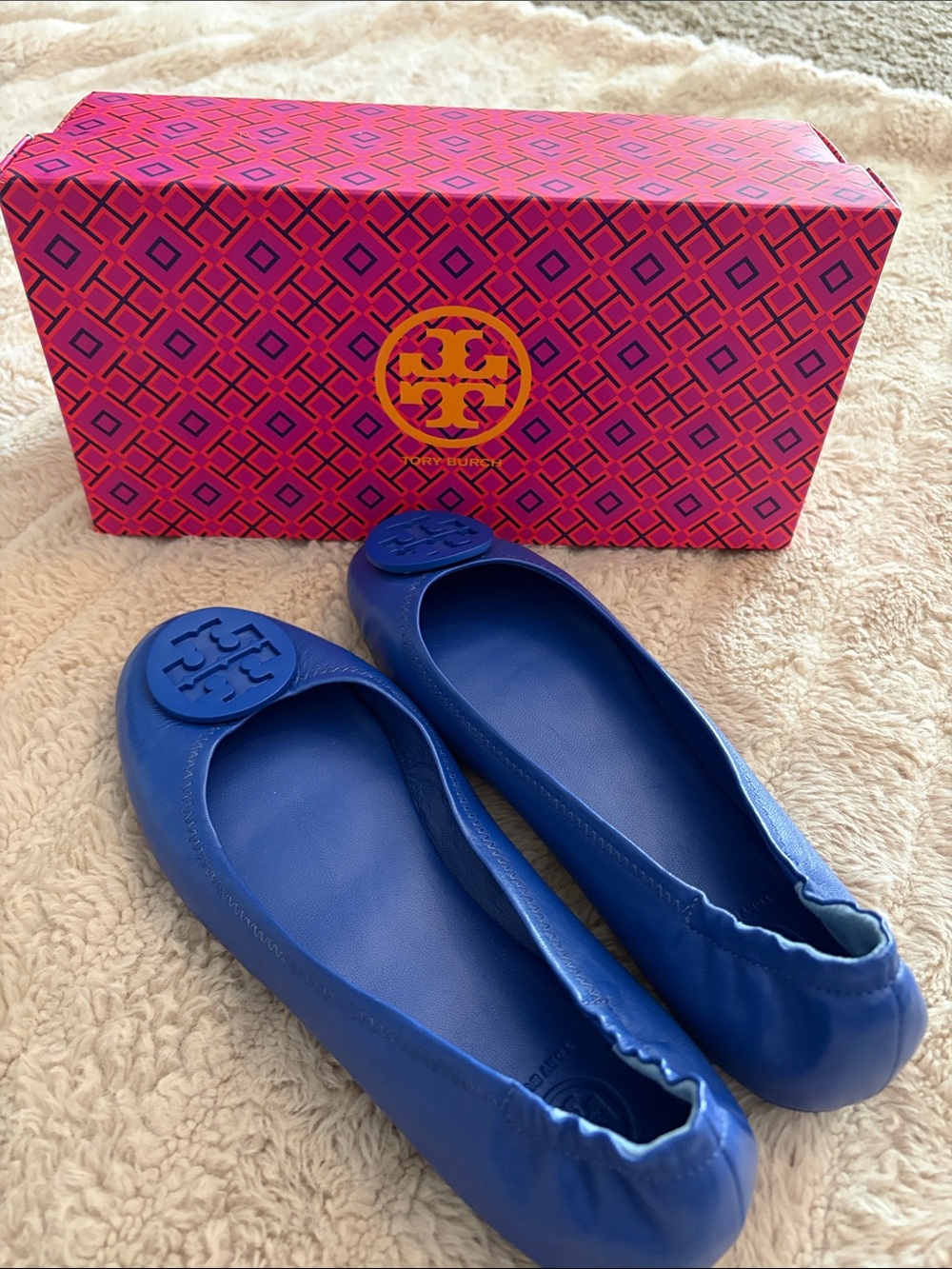 Tory Burch Royal Blue Minnie Travel Ballet Flats
